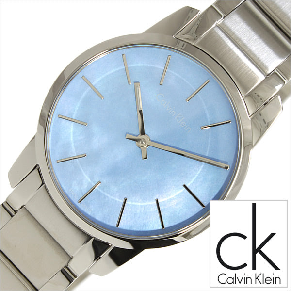 Calvin Klein City Mother of Pearl Blue Dial Silver Steel Strap Watch for Women - K2G2314X Watches Calvin Klein   