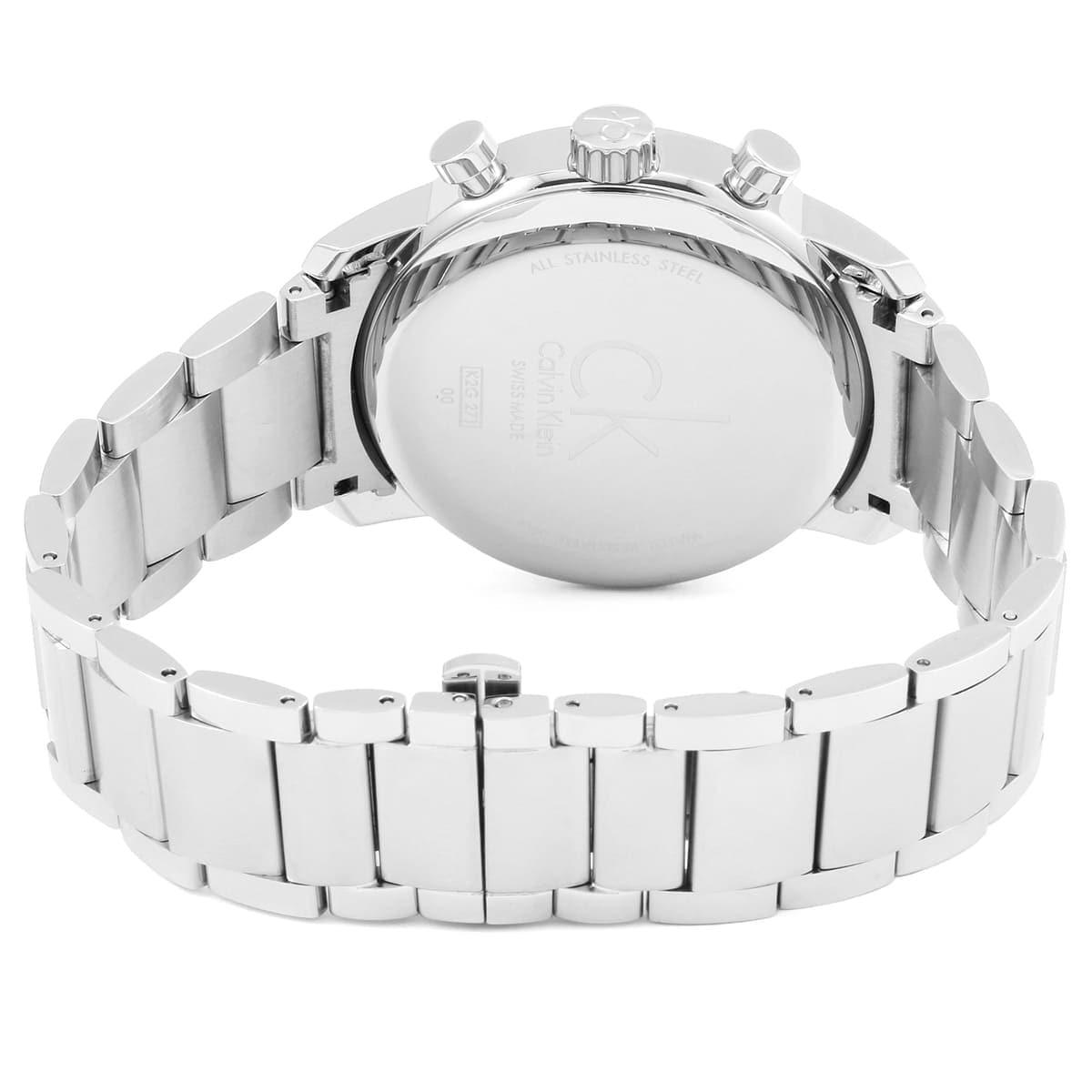 Calvin Klein City Chronograph White Dial Silver Steel Strap Watch for Men - K2G271Z6 Watches Calvin Klein   