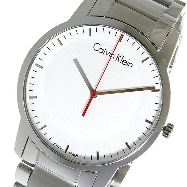 Calvin Klein City Quartz White Dial Silver Steel Strap Watch for Men - K2G2G1Z6 Watches Calvin Klein   