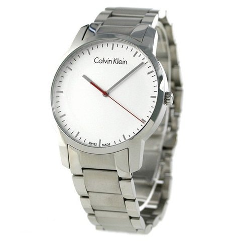 Calvin Klein City Quartz White Dial Silver Steel Strap Watch for Men - K2G2G1Z6 Watches Calvin Klein   