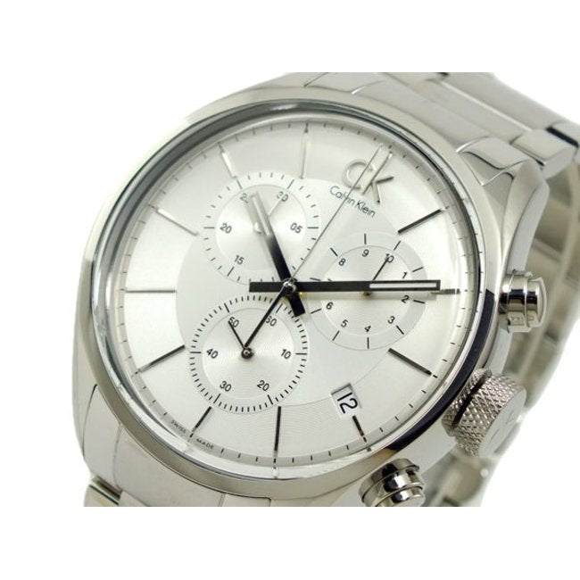 Calvin Klein Masculine Chronograph White Dial Silver Steel Strap Watch for Men - K2H27126 Watches Calvin Klein   