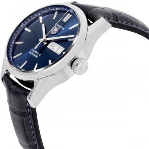 Tag Heuer Carrera Calibre 5 Automatic Blue Dial Blue Leather Strap Watch for Men - WAR201E.FC6292 Watches Tag Heuer   