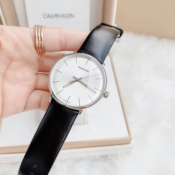 Calvin Klein High Noon Quartz White Dial Black Leather Strap Watch for Men - K8M211C6 Watches Calvin Klein   