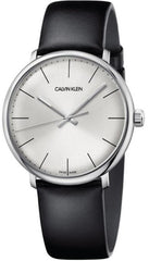 Calvin Klein High Noon Quartz White Dial Black Leather Strap Watch for Men - K8M211C6 Watches Calvin Klein   