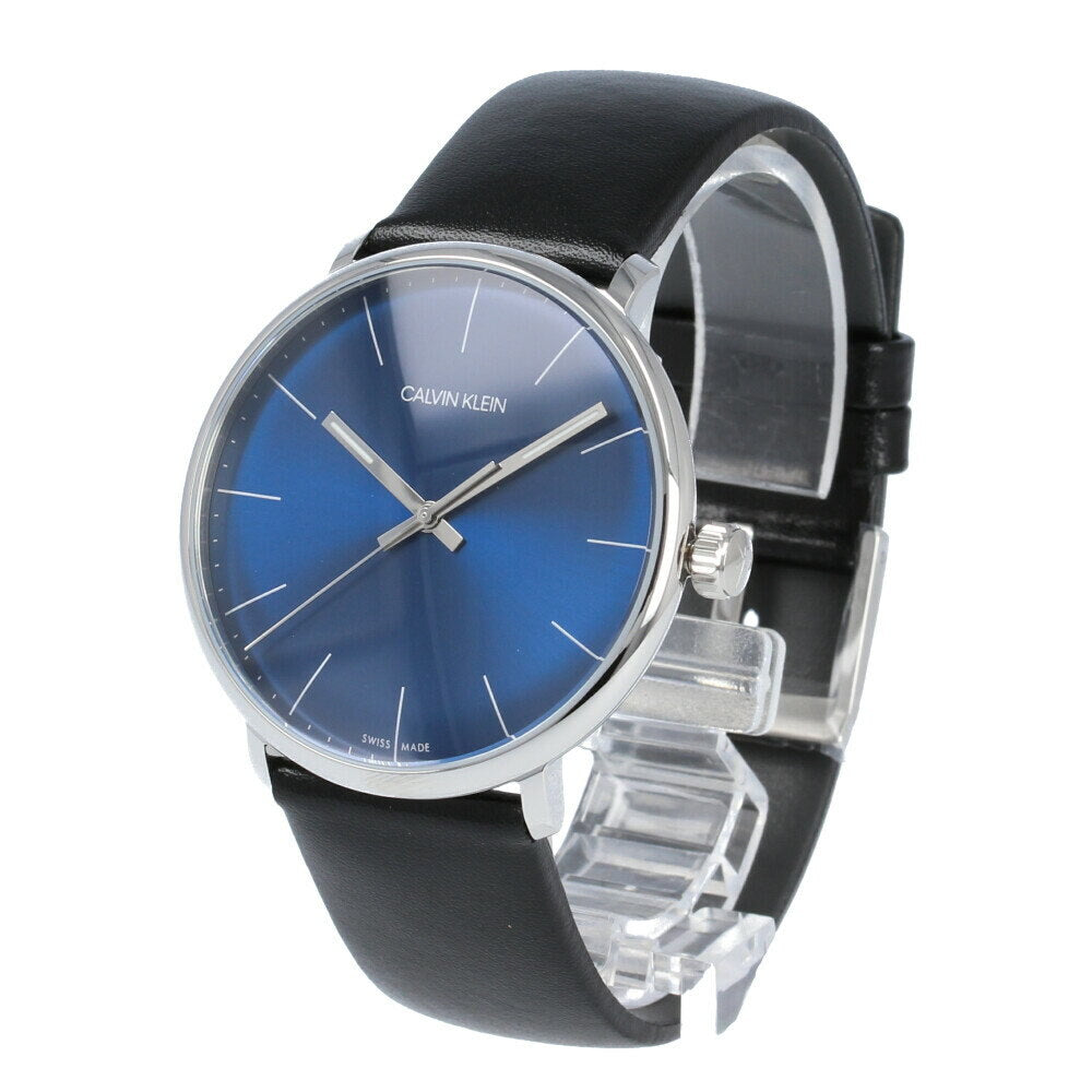 Calvin Klein High Noon Quartz Blue Dial Black Leather Strap Watch for Men - K8M211CN Watches Calvin Klein   