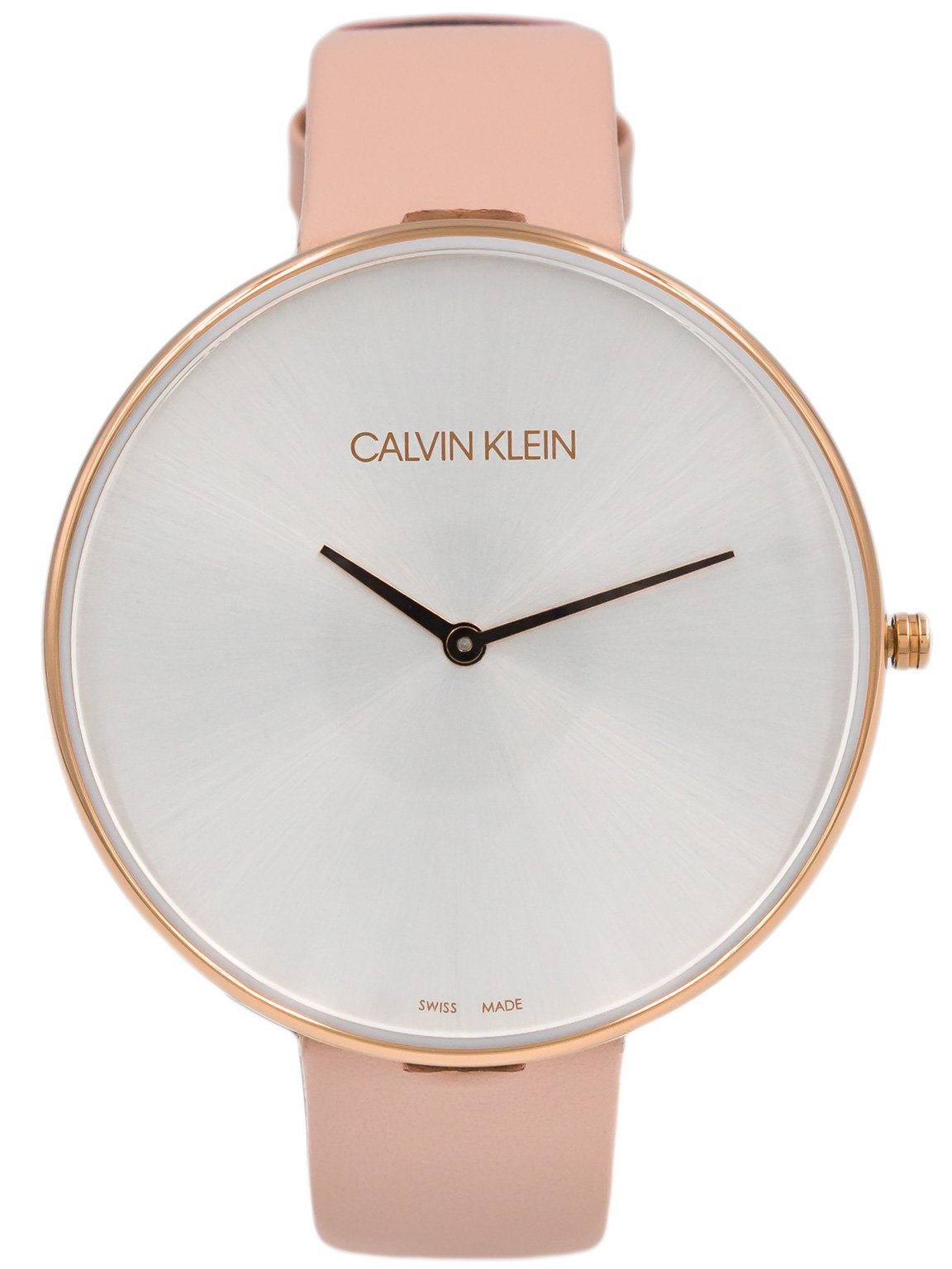 Calvin Klein Full Moon Silver Dial Pink Leather Stap Watch for Women - K8Y236Z6 Watches Calvin Klein   