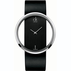 Calvin Klein Glam Transparent Dial Black Leather Strap Watch for Women - K9423107 Watches Calvin Klein   