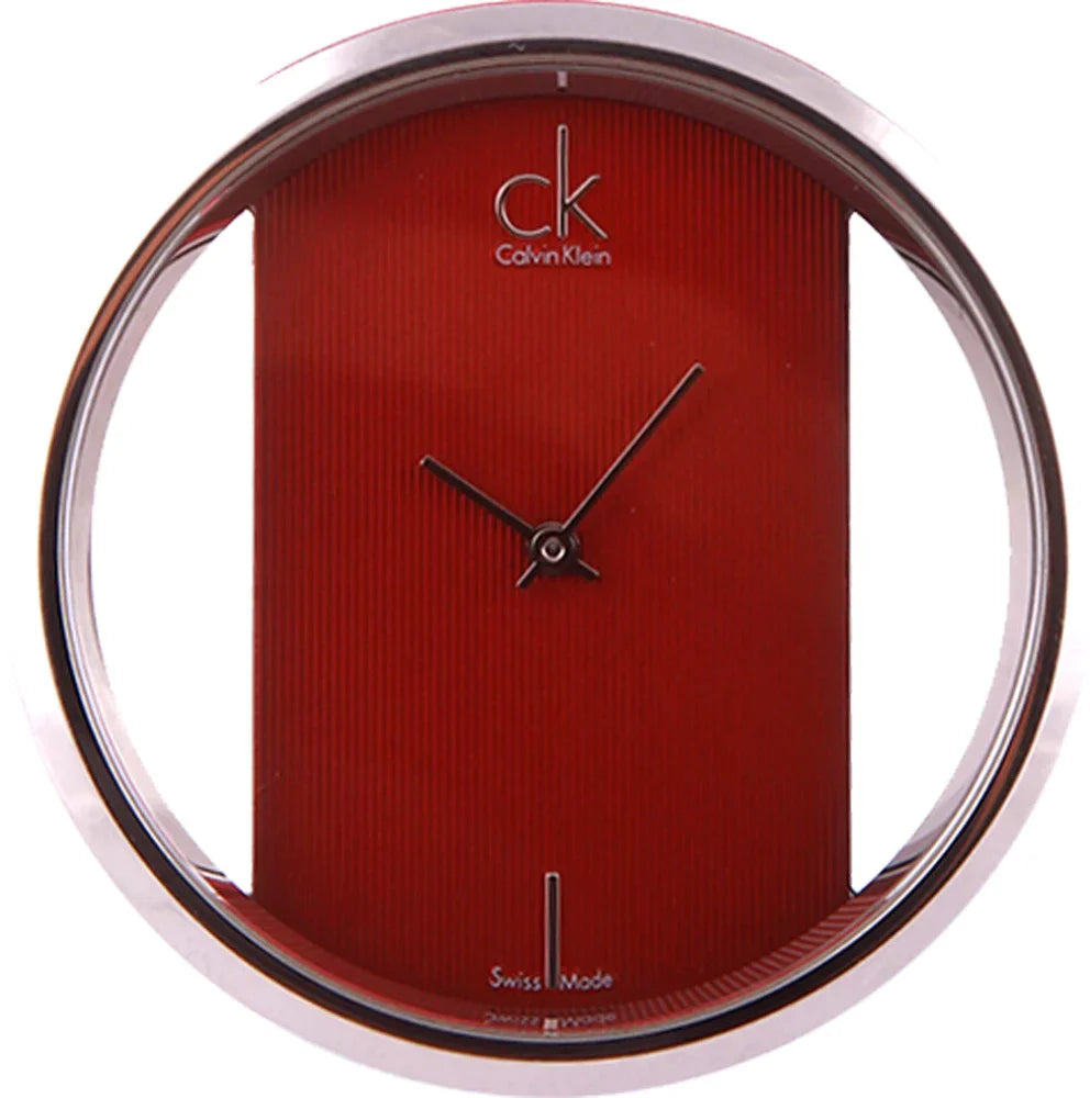 Calvin Klein Glam Transparent Dial Red Leather Strap Watch for Women - K9423144 Watches Calvin Klein   