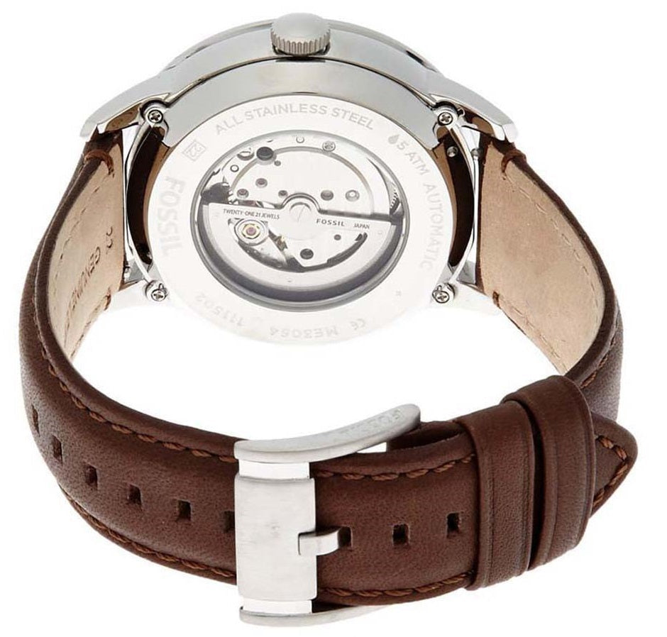 Fossil Pilot 54 Automatic Cream Dial Brown Leather Strap Watch for Men - ME3119 Watches Fossil   