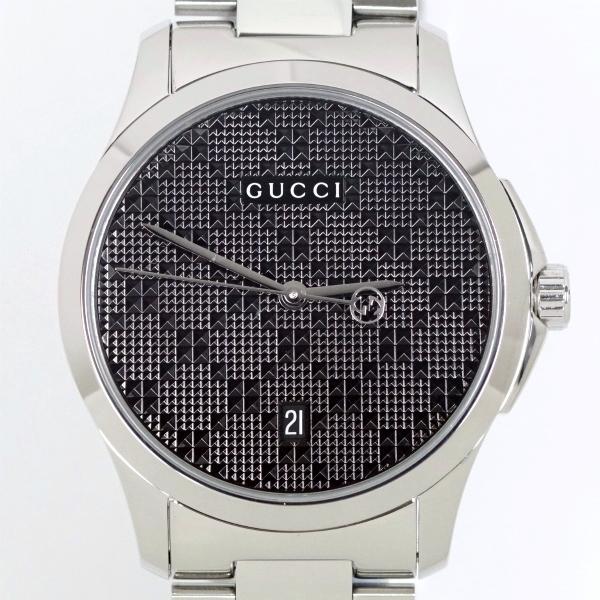 Gucci G Timeless Black Dial Silver Steel Strap Watch For Men - YA126460 Watches Gucci   