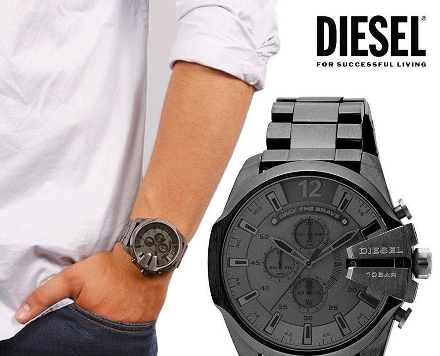 Diesel Mega Chief Chronograph Grey Dial Gunmetal Men's Watch - DZ4282 Watches Diesel   