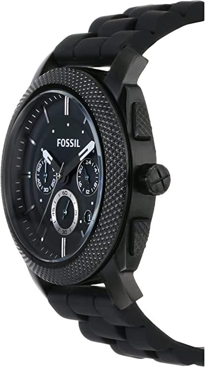 Fossil Machine Chronograph Black Dial Black Silicone Strap Watch for Men - FS4487 Watches Fossil   