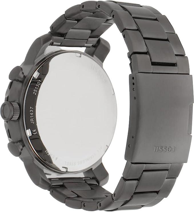 Fossil Nate Chronograph Gunmetal Dial Grey Steel Strap Watch for Men - JR1437 Watches Fossil   