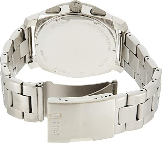 Fossil Machine Chronograph Black Dial Silver Steel Strap Watch for Men - FS4776 Watches Fossil   