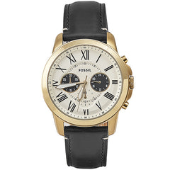 Fossil Grant Chronograph White Dial Black Leather Strap Watch for Men - FS5272 Watches Fossil   