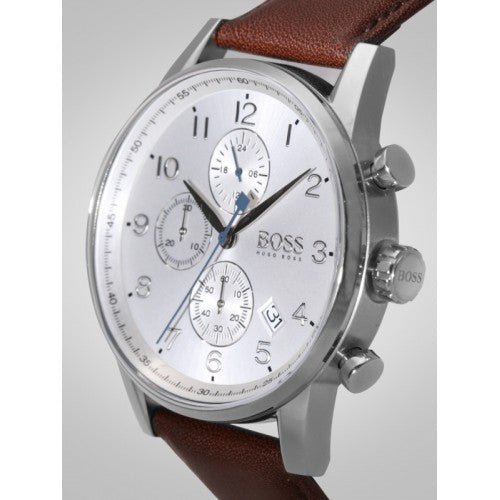 Hugo Boss Navigator White Dial Brown Leather Strap Watch for Men - 1513495 Watches Hugo Boss   