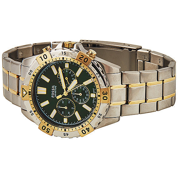 Fossil Garrett Chronograph Green Dial Two Tone Steel Strap Watch for Men - FS5622 Watches Fossil   