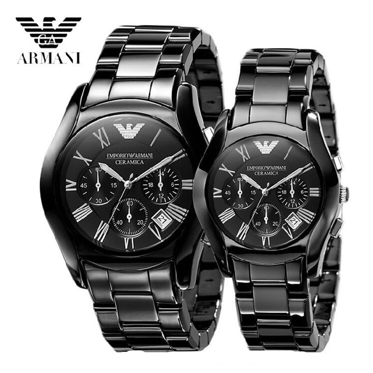 Emporio Armani Black Ceramic Dial Ceramic Strap Watch For Women - AR1401 Watches Emporio Armani   