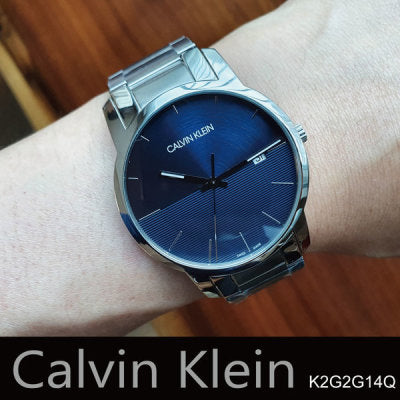 Calvin Klein City Blue Dial Silver Steel Strap Watch for Men - K2G2G14Q Watches Calvin Klein   