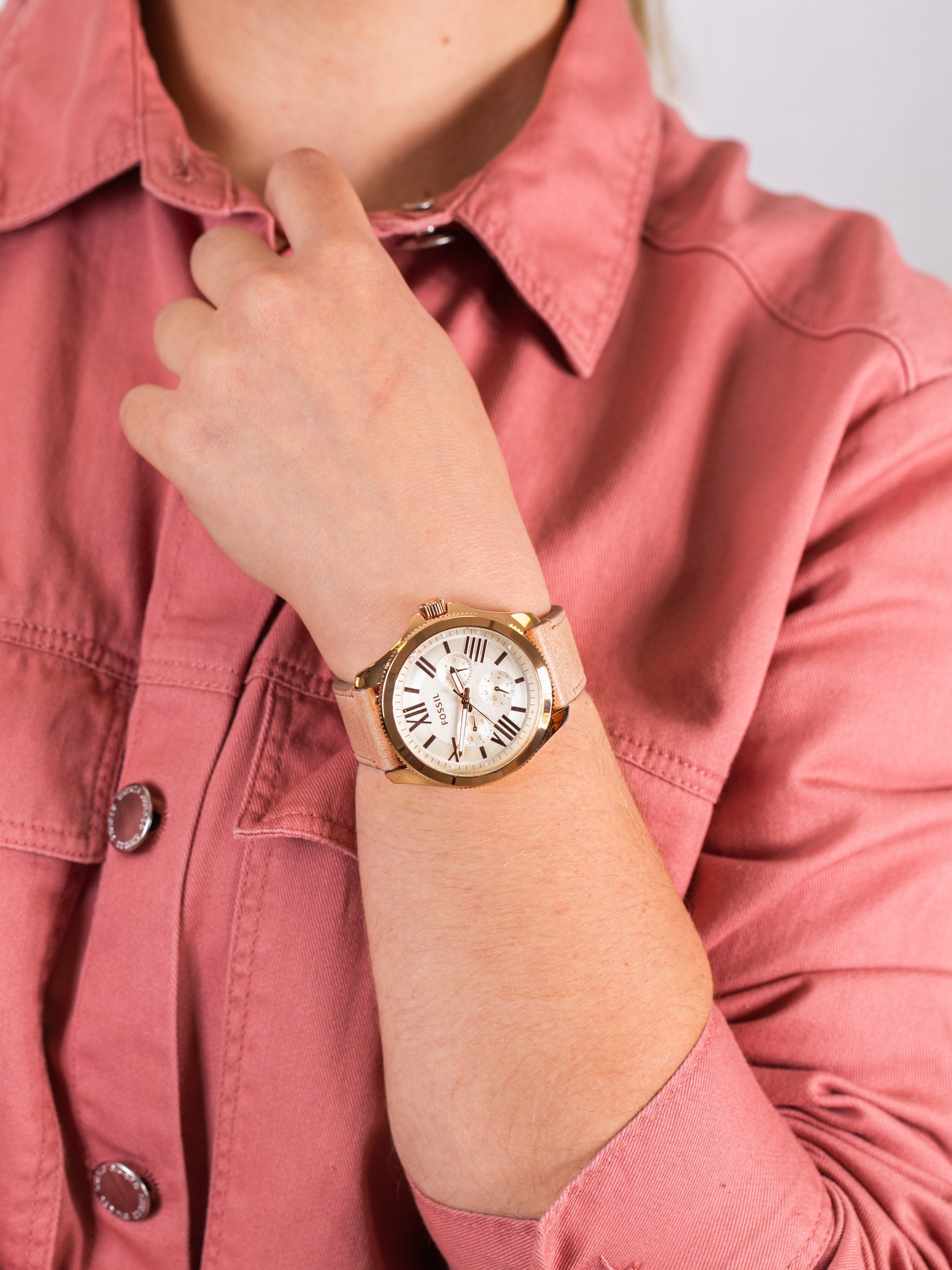 Fossil Cecile White Dial Sand Leather Strap Watch for Women - AM4532 Watches Fossil   