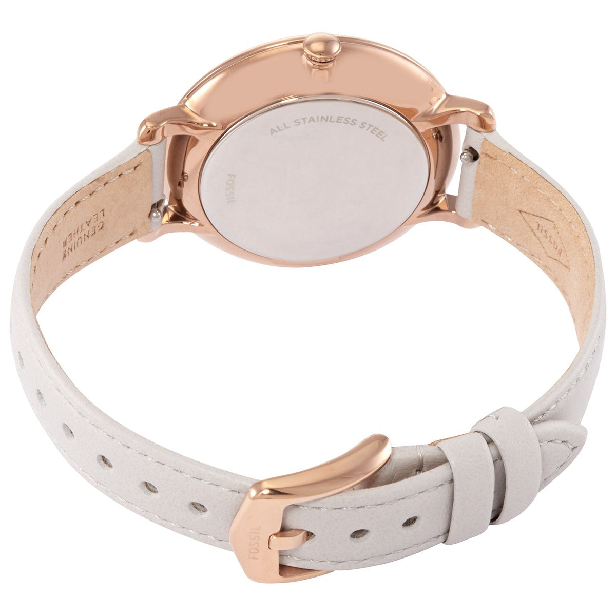 Fossil Jacqueline Mother of Pearl Dial White Leather Strap Watch for Women - ES4672 Watches Fossil   