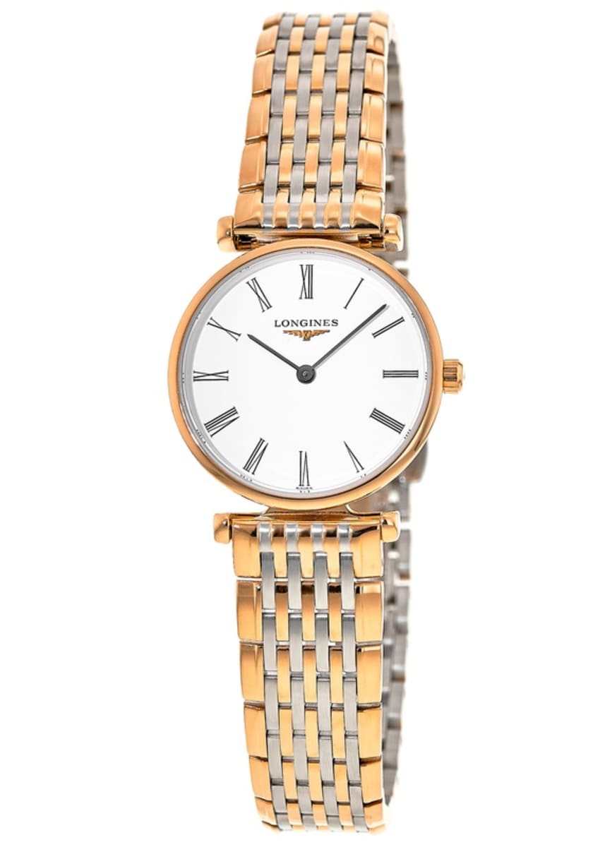 Longines La Grande Classique De Longines White Dial Two Tone Mesh Bracelet Watch for Women - L4.209.1.91.7 Watches Longines   