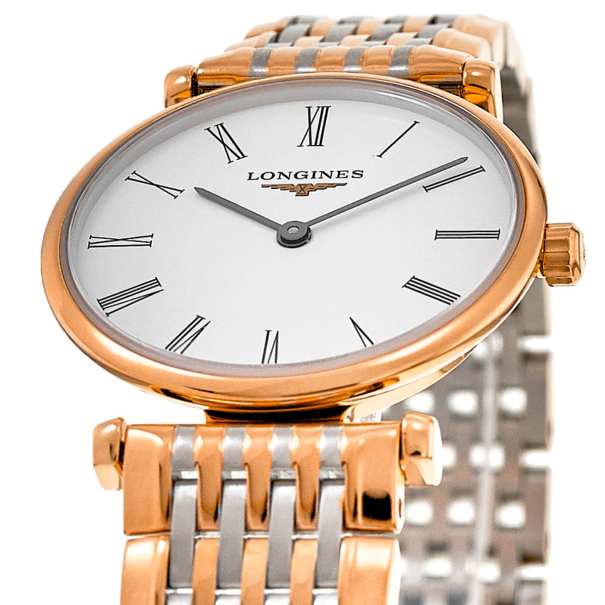 Longines La Grande Classique De Longines White Dial Two Tone Mesh Bracelet Watch for Women - L4.209.1.91.7 Watches Longines   