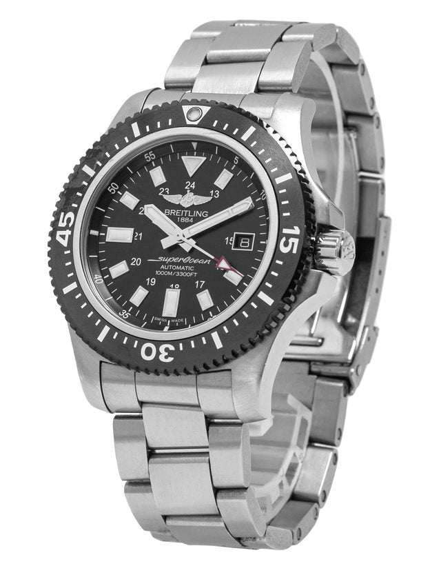 Breitling Superocean II Special 44mm Black Dial Silver Steel Strap Watch for Men - Y1739310/BF45/162A Watches Breitling   