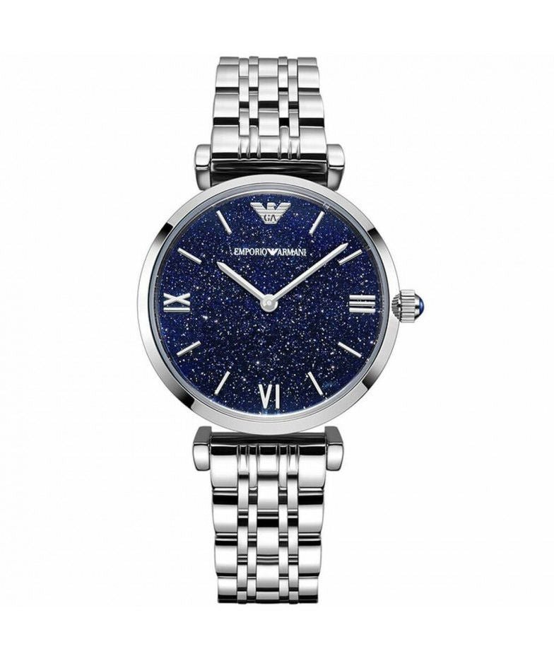 Emporio Armani Gianni T Bar Dark Blue Dial Silver Stainless Steel Watch For Women - AR11091 Watches Emporio Armani   