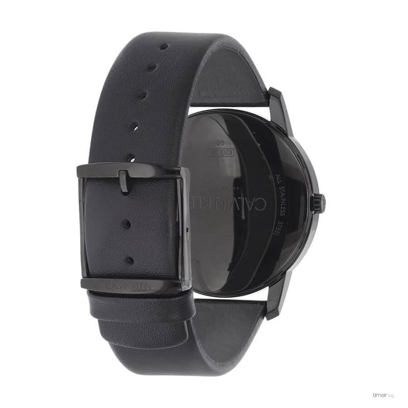 Calvin Klein City Quartz Black Dial Black Leather Strap Watch for Men - K2G2G4C1 Watches Calvin Klein   