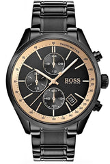 Hugo Boss Grand Prix Black Dial Black Steel Strap Watch for Men - 1513578 Watches Hugo Boss   