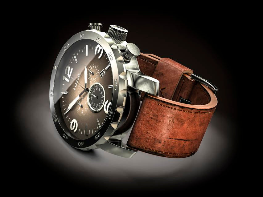 Fossil Nate Chronograph Grey Dial Brown Leather Strap Watch for Men - JR1424 Watches Fossil   