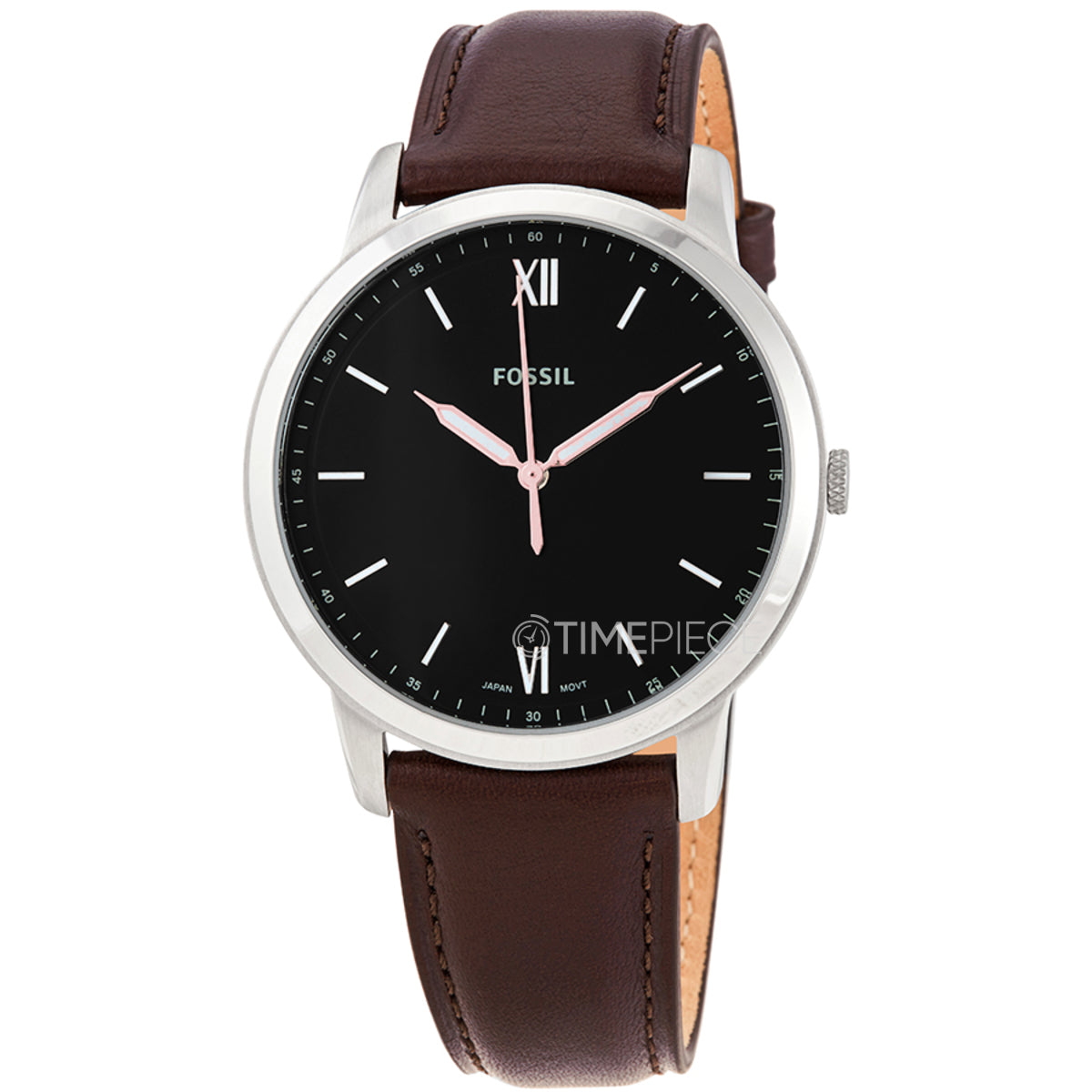 Fossil The Minimalist 3H Black Dial Brown Leather Strap Watch for Men - FS5464 Watches Fossil   