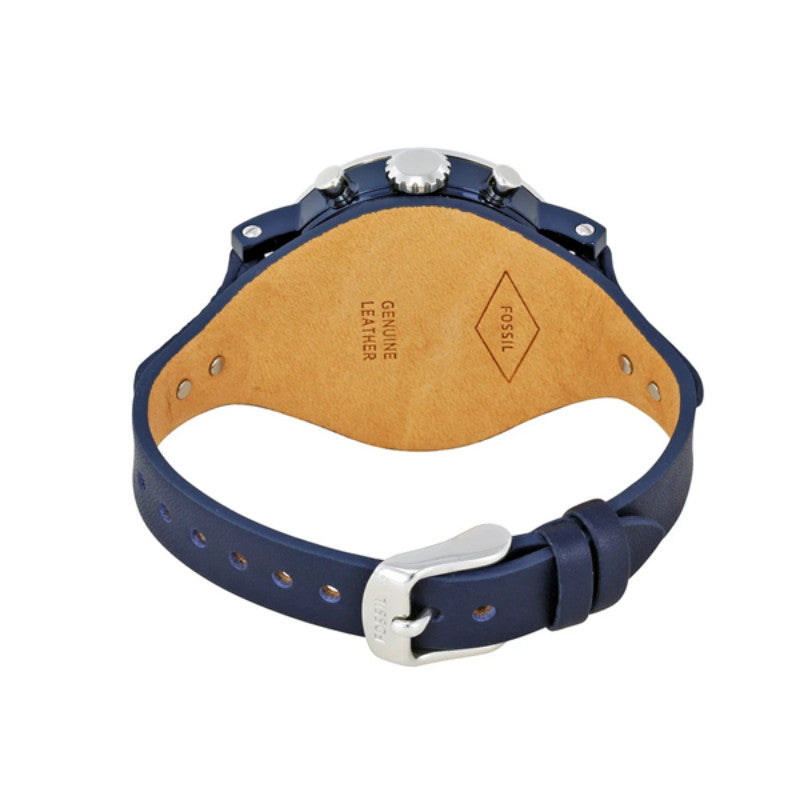 Fossil Boyfriend Sport Chronograph Blue Dial Blue Leather Strap Watch for Women - ES4113 Watches Fossil   