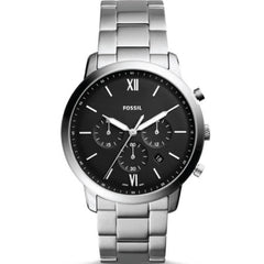 Fossil Neutra Chronograph Black Dial Silver Steel Strap Watch for Men - FS5384 Watches Fossil   