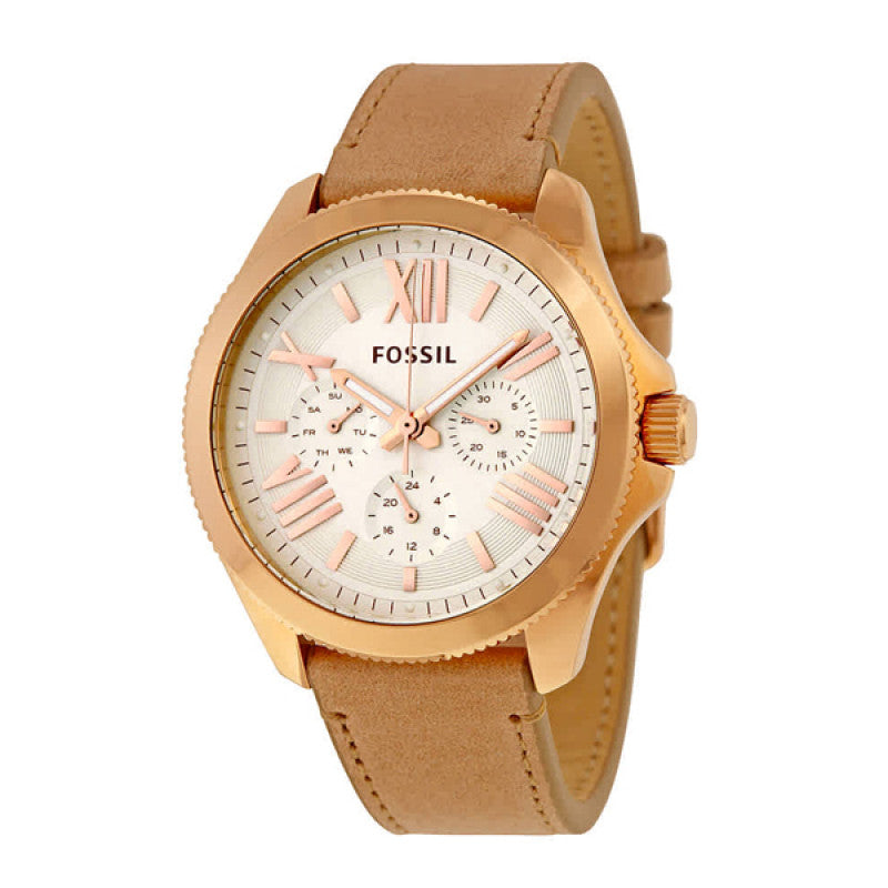 Fossil Cecile White Dial Sand Leather Strap Watch for Women - AM4532 Watches Fossil   