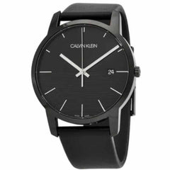 Calvin Klein City Quartz Black Dial Black Leather Strap Watch for Men - K2G2G4C1 Watches Calvin Klein   