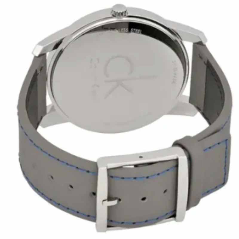 Calvin Klein City Silver Dial Grey Leather Strap Watch for Men - K2G211Q4 Watches Calvin Klein   