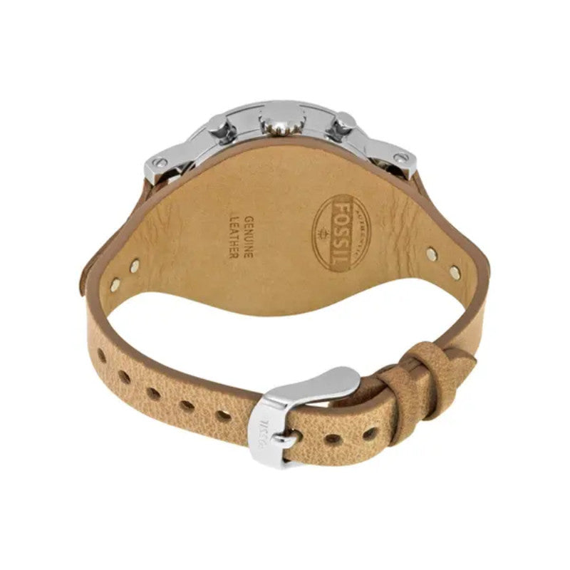 Fossil Boyfriend Chronograph White Dial Brown Leather Strap Watch for Women - ES3625 Watches Fossil   