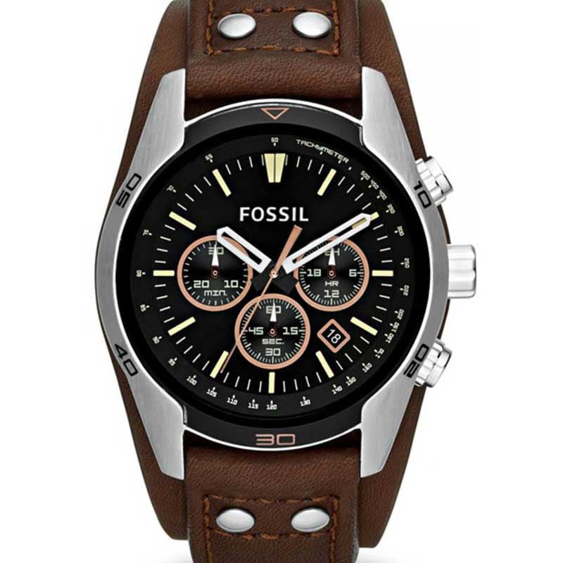 Fossil Coachman Chronograph Black Dial Brown Leather Strap Watch for Men - CH2891 Watches Fossil   