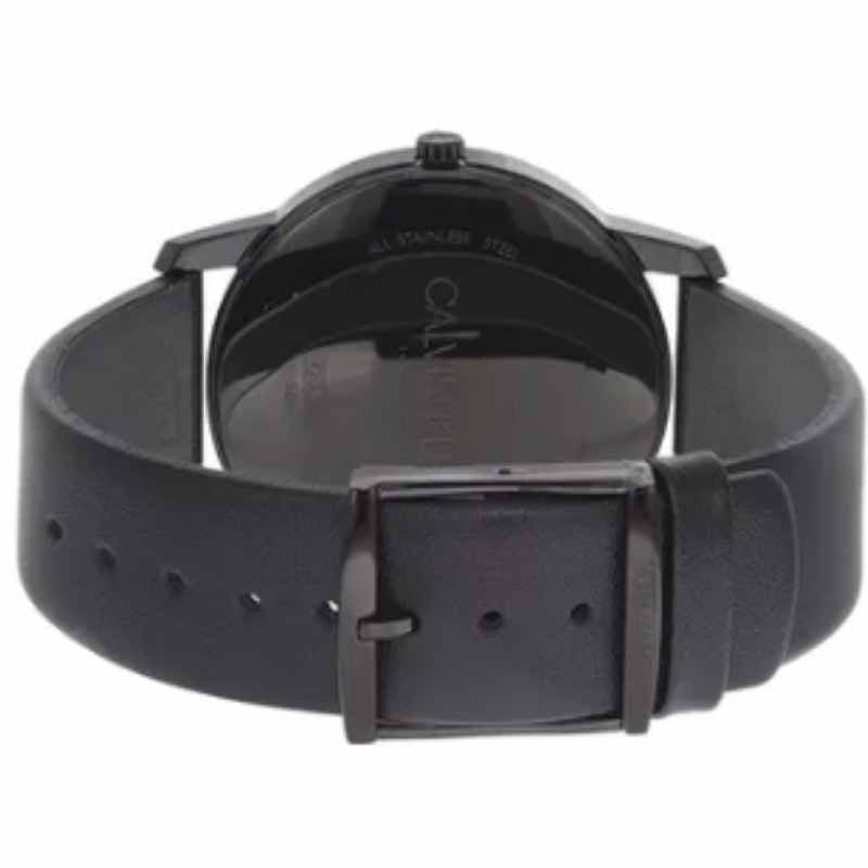 Calvin Klein City Quartz Black Dial Black Leather Strap Watch for Men - K2G2G4C1 Watches Calvin Klein   