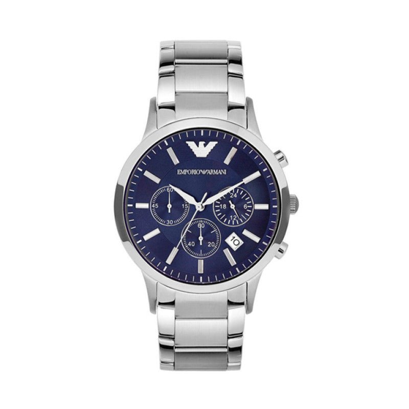 Emporio Armani Renato Chronograph Blue Dial Stainless Steel Strap Watch For Men - AR2448 Watches Emporio Armani   