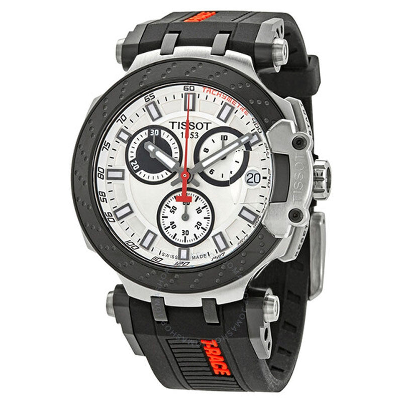 Tissot T Race Chronograph White Dial Black Silicon Strap Watch For Men - T115.417.27.011.00 Watches Tissot   