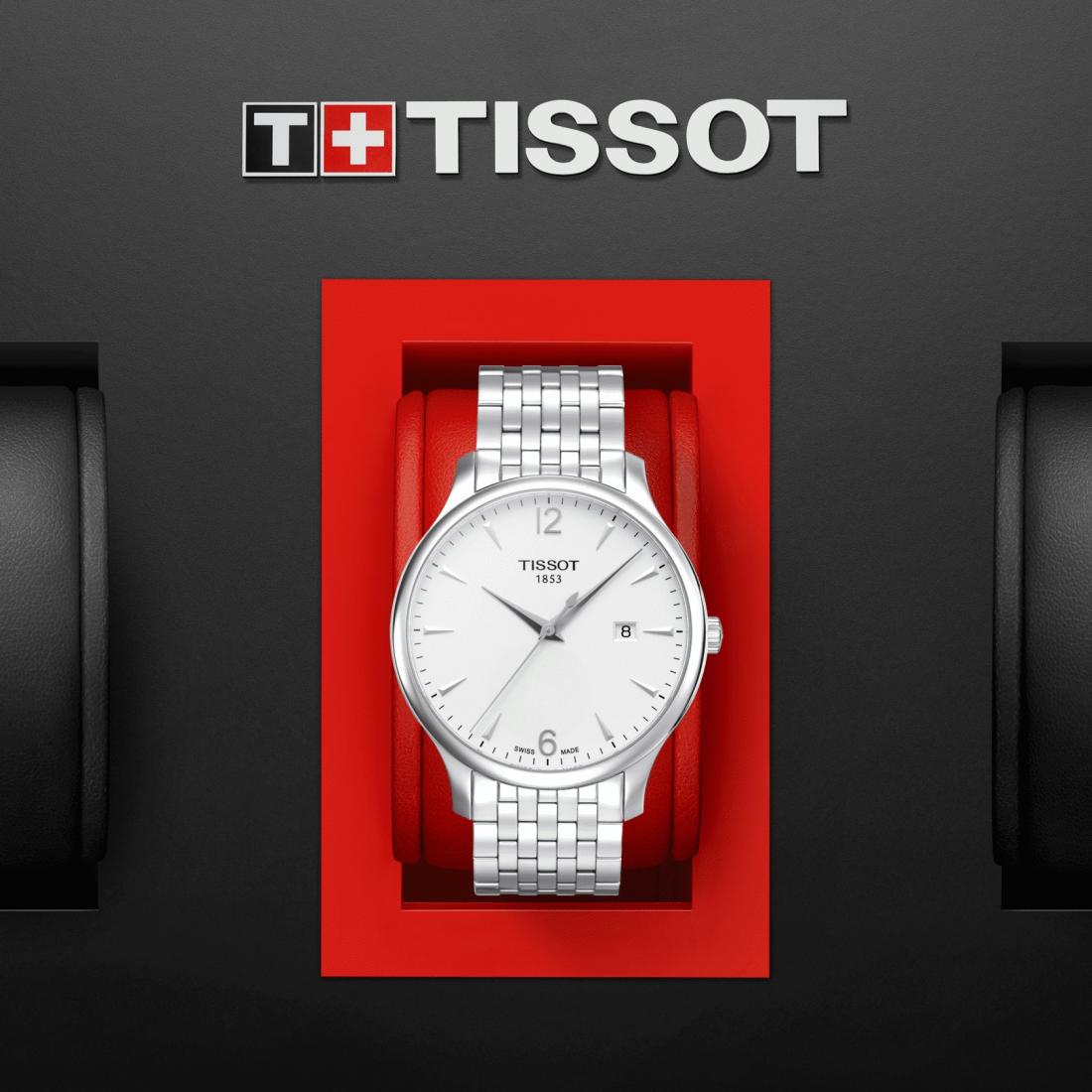 Tissot T Classic Tradition White Dial Silver Steel Strap Watch For Men - T063.610.11.037.00 Watches Tissot   