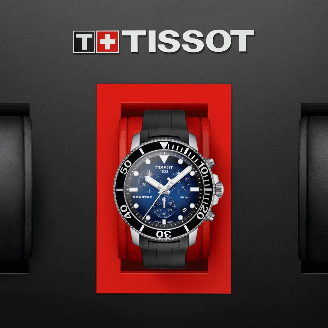 Tissot Seastar 1000 Chronograph Blue Dial Black Rubber Strap Watch For Men - T120.417.17.041.00 Watches Tissot   