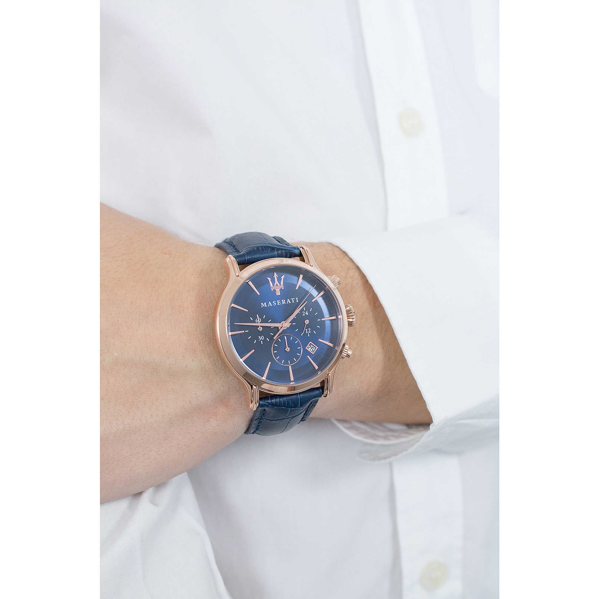 Maserati Epoca Blue Dial Leather Blue Strap Watch For Men - R8871618007 Watches Maserati   