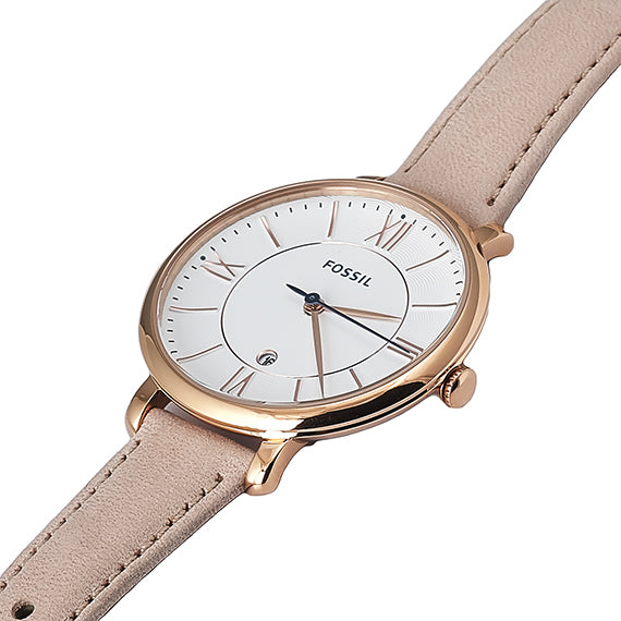 Fossil Jacqueline White Dial Pink Leather Strap Watch for Women - ES3988 Watches Fossil   