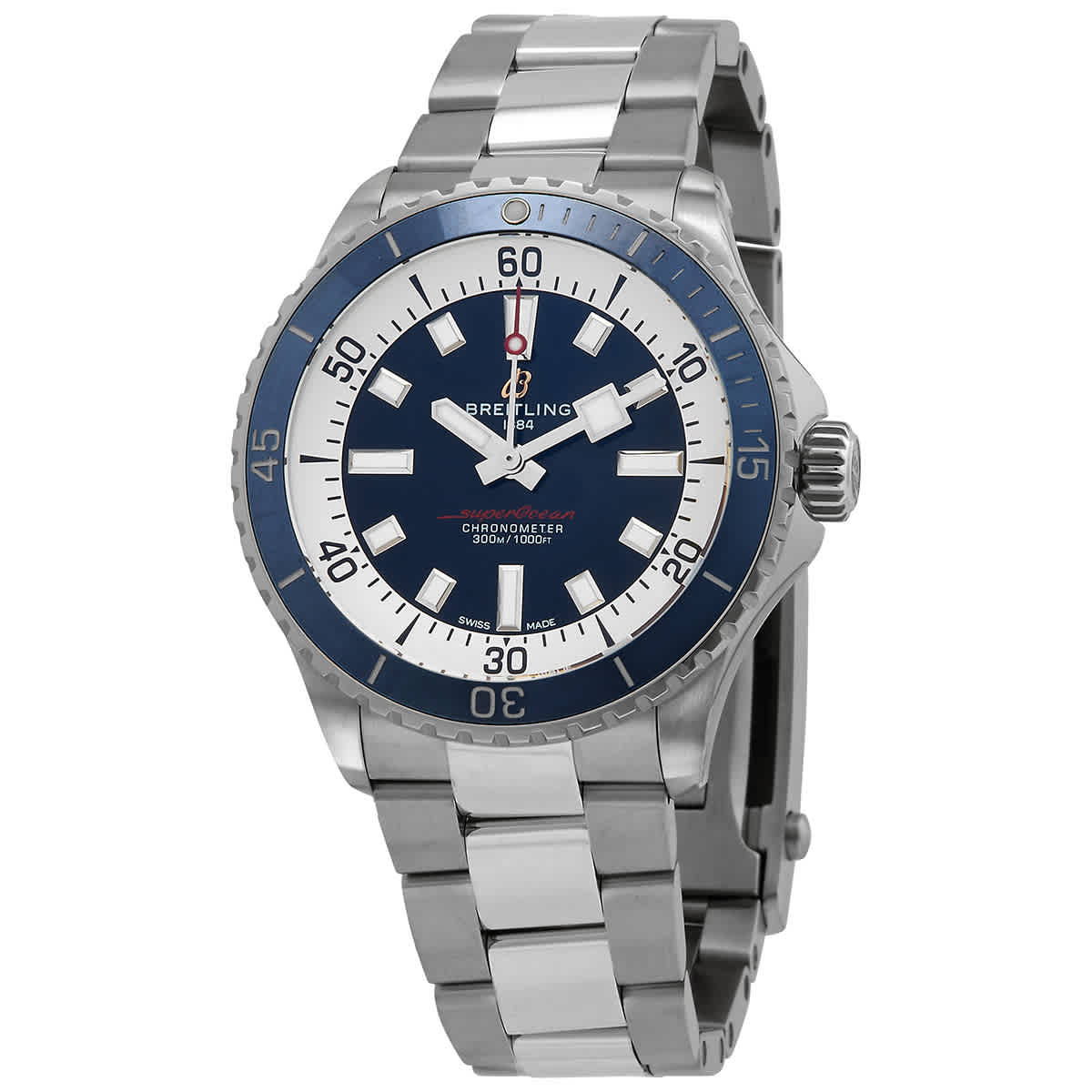 Breitling Superocean Automatic 42mm Blue Dial Silver Steel Strap Watch for Men - A17375E71C1A1 Watches Breitling   