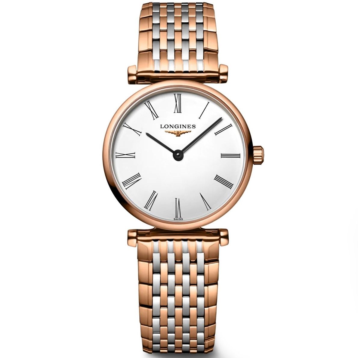 Longines La Grande Classique De Longines White Dial Two Tone Mesh Bracelet Watch for Women - L4.209.1.91.7 Watches Longines   