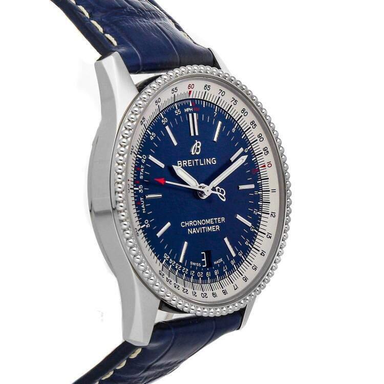 Breitling Navitimer Automatic 38mm Blue Dial Blue Leather Strap Mens Watch - A17325211C1P1 Watches Breitling   